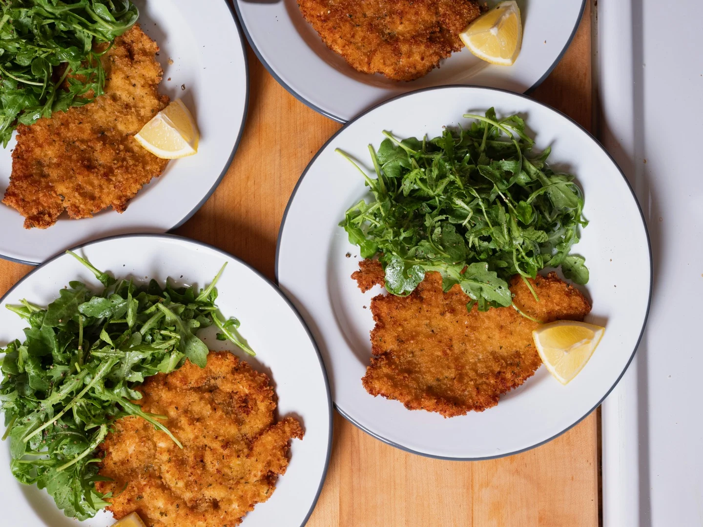Crispy Chicken Cutlets With Arugula Salad