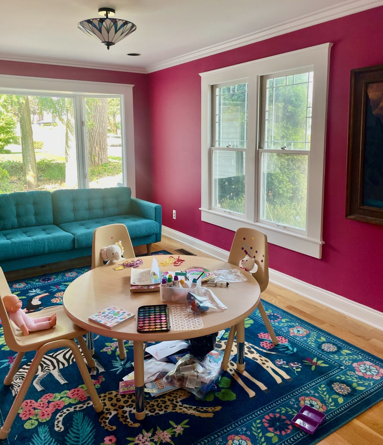 pink living room