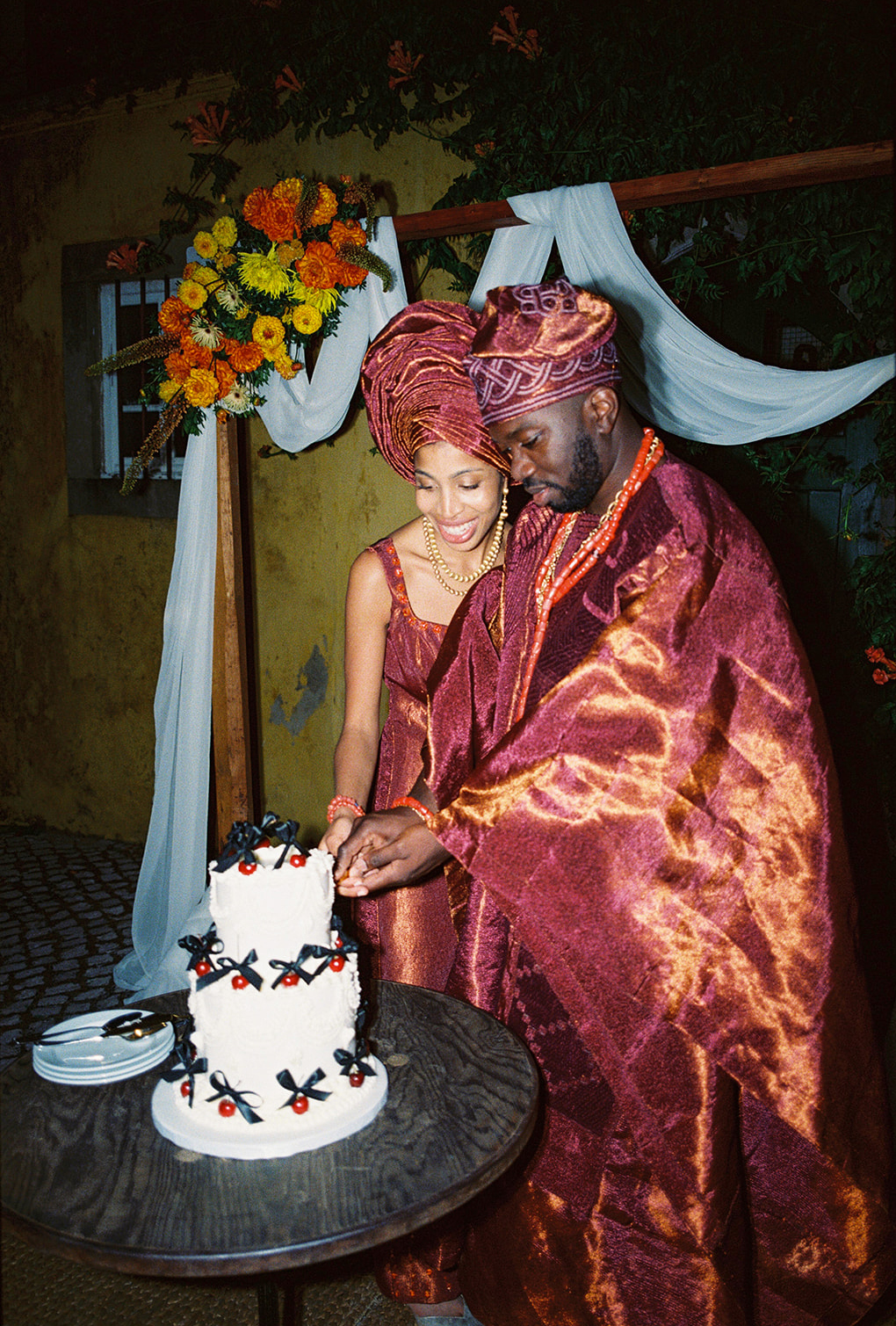 a colorful Nigerian wedding with lots of dancing