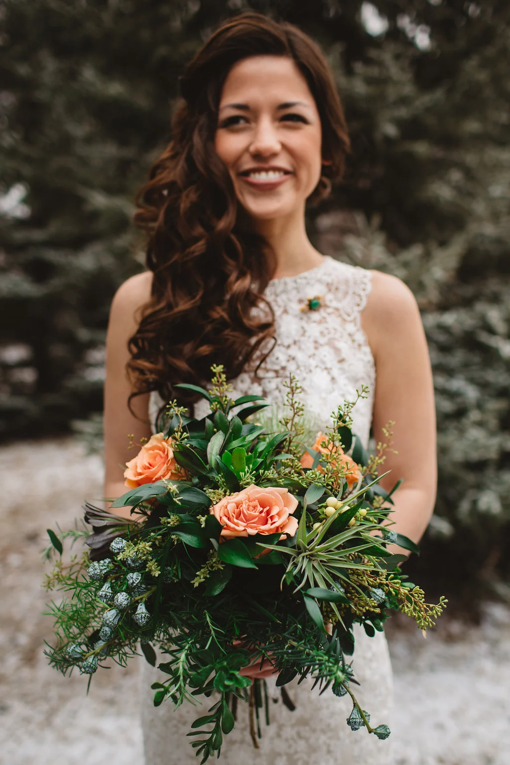 Wedding Hair Side-Swept Curls with a Front Twist