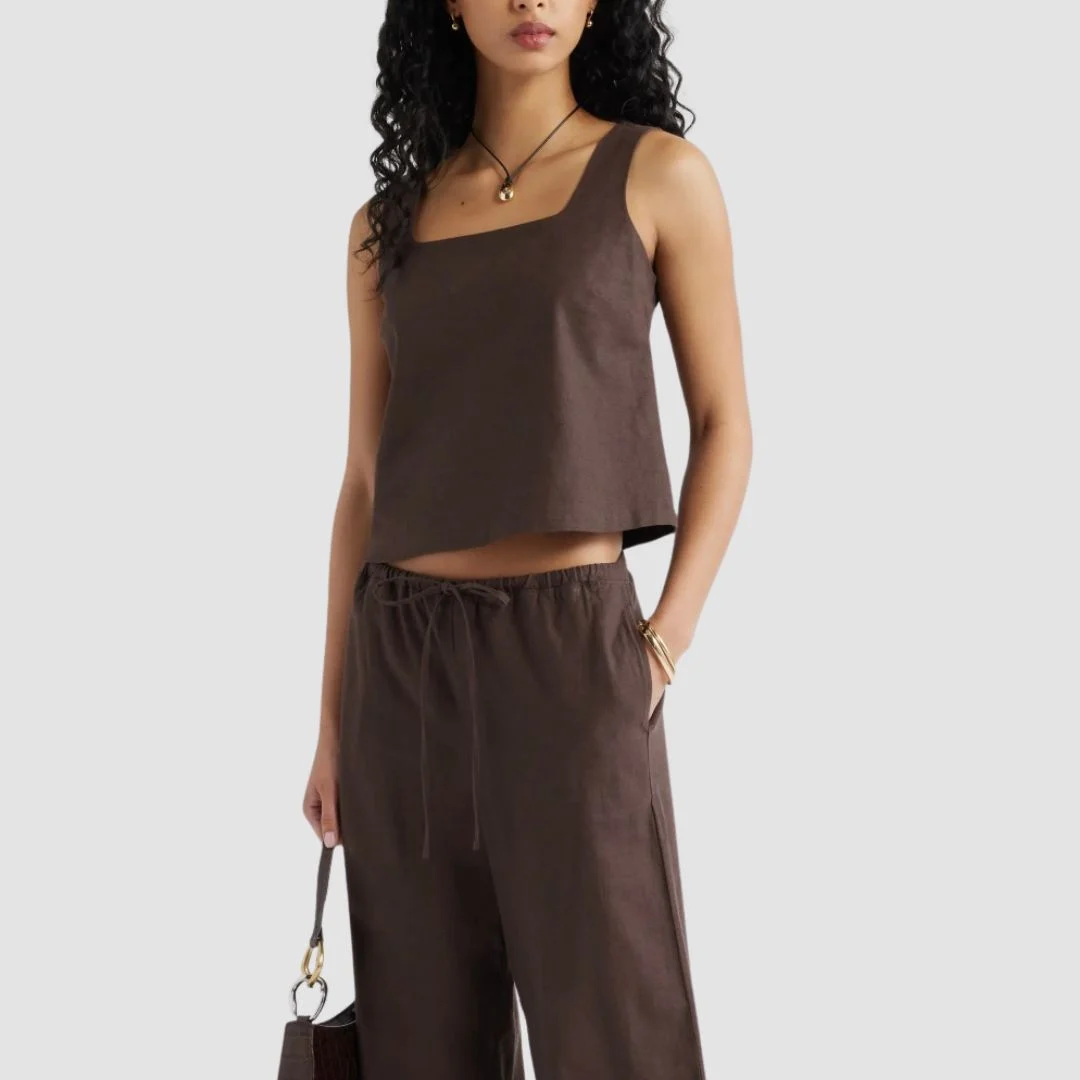 brown linen set