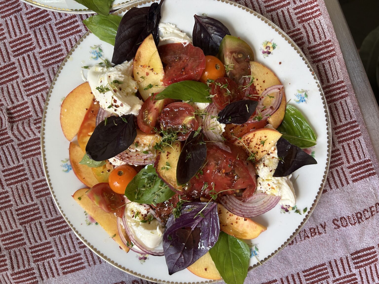 Tomato-Peach Salad with Mozzarella