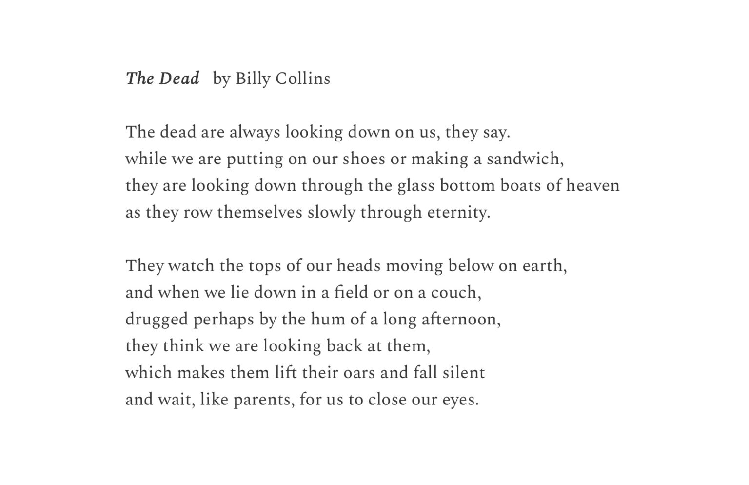 billy collins poem about death