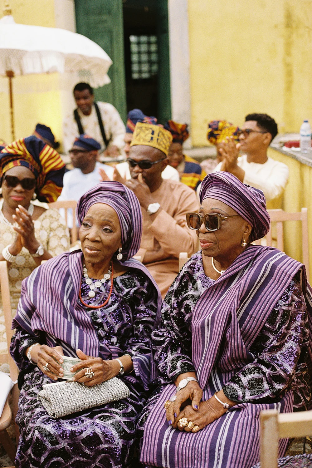 a colorful Nigerian wedding with lots of dancing
