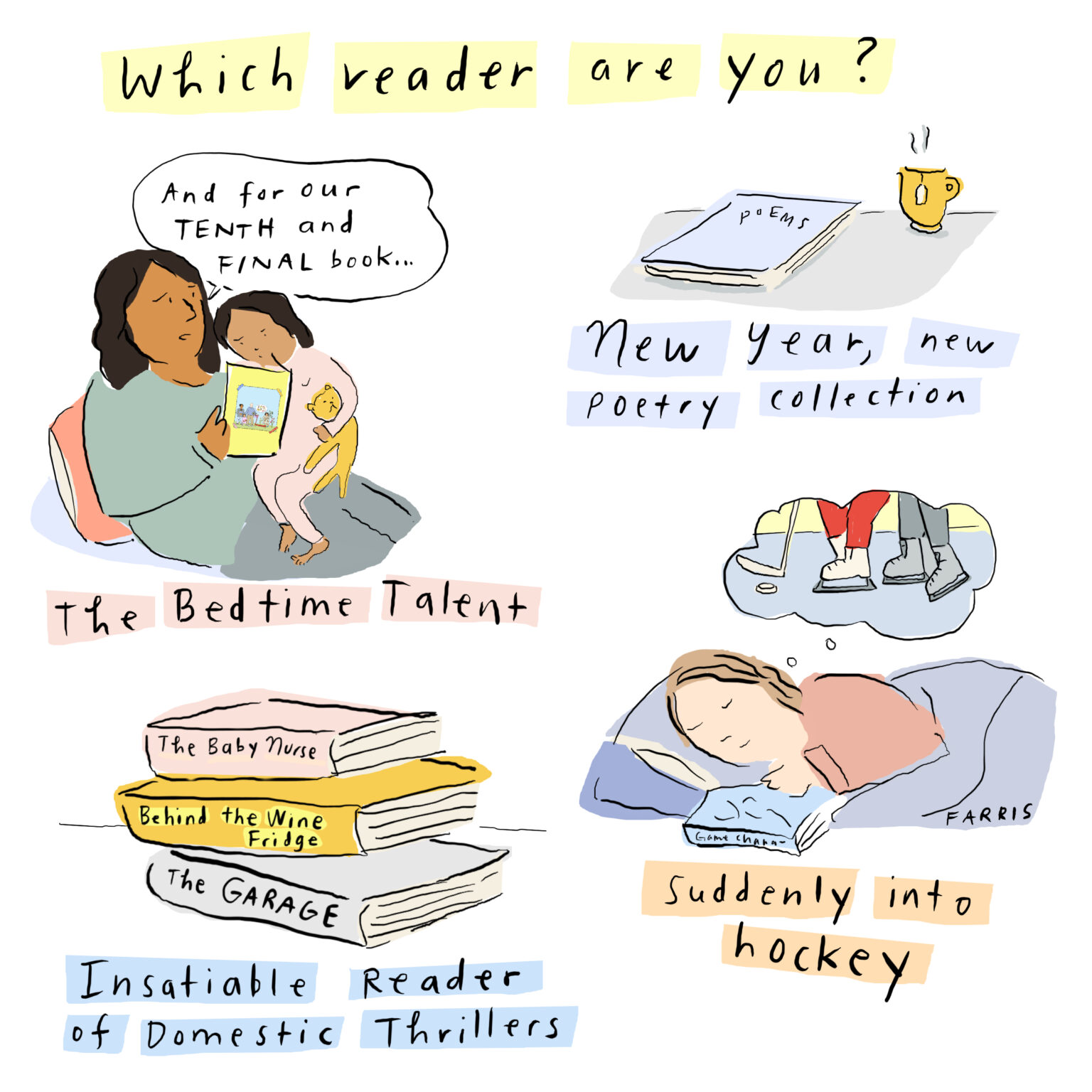 reading comic grace Farris