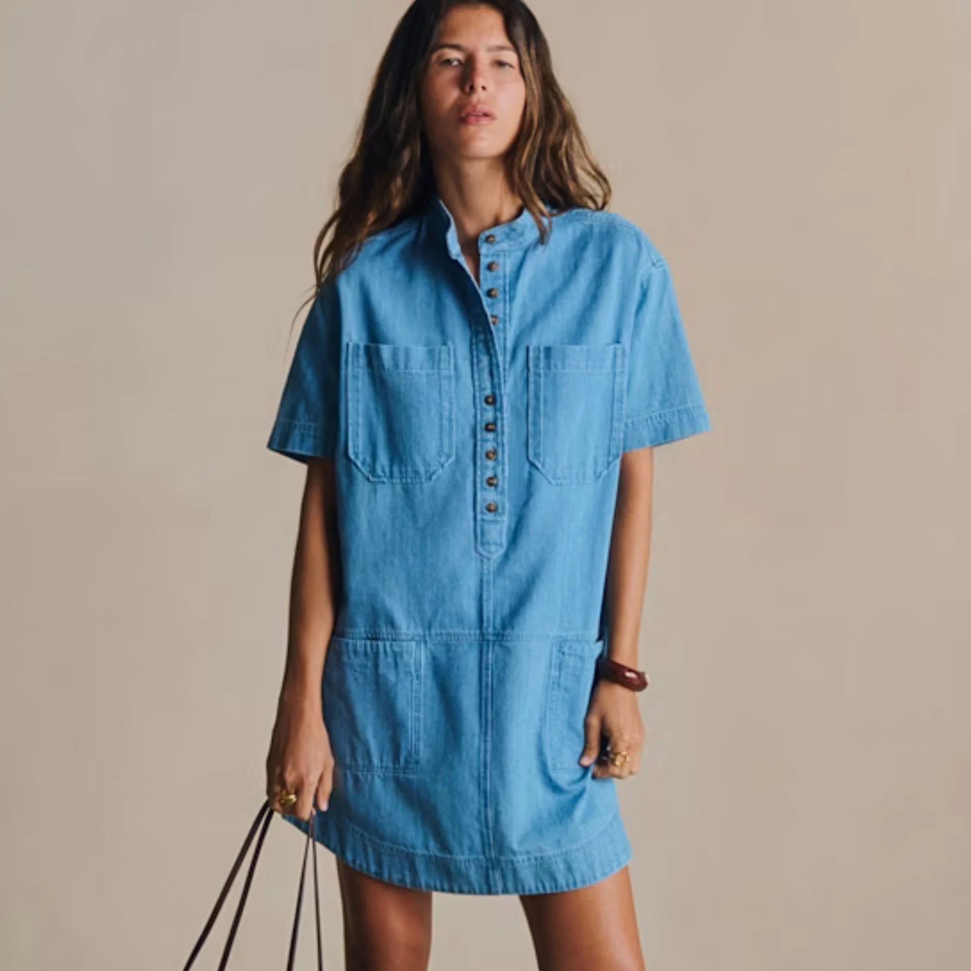 sezane denim travel dress