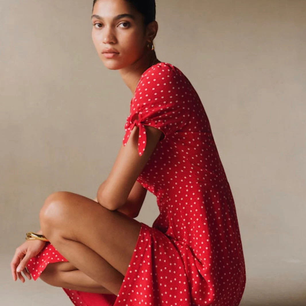 sezane red midi dress